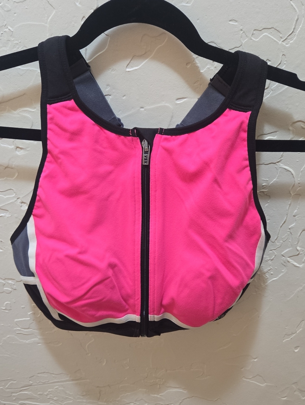 VSX Pink and Black Front Zip Sports Bra - Underwire